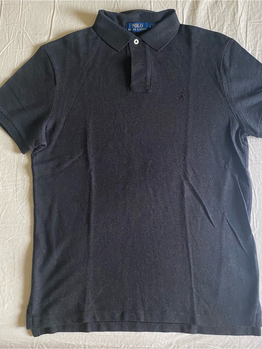 Polo by Ralph Lauren Men's Dark Grey Custom Fit Polo Shirt Medium Size